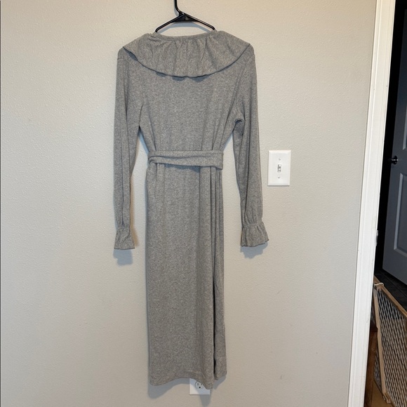 Chaser Ruffle Trim Belted Cardigan Ribbed Knit Longline Open Front NWT SZ SM - Picture 5 of 5